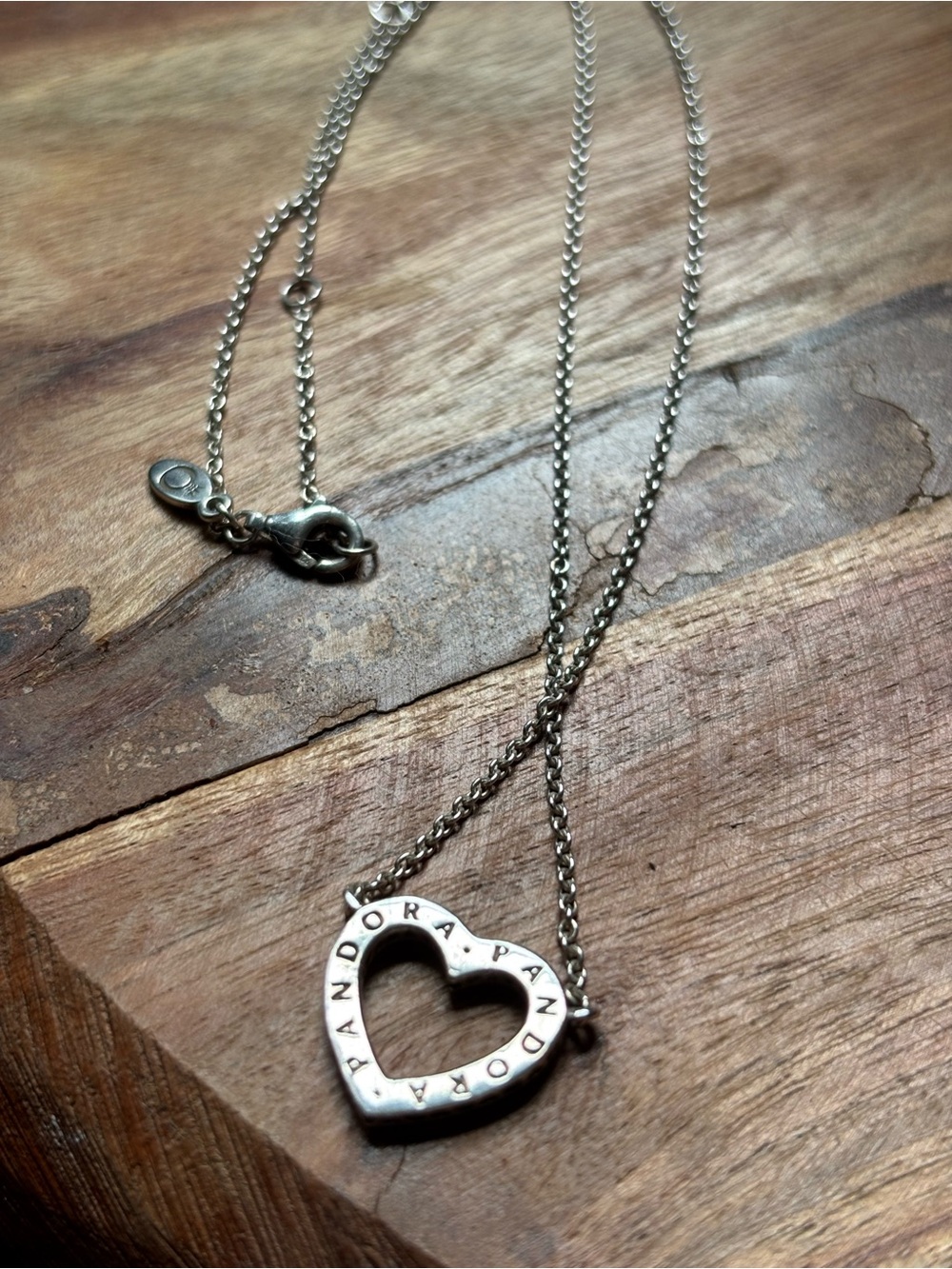 Pandora Sterling Silver Open Heart Pendant Necklace - Picture 2 of 5